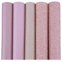 Pink Chunky Fine Glitter Fabric Lichee Textured Faux Soft Smooth Synthetic Leather For DIY Bows Earring HD004