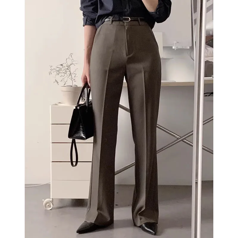 

Gagarich 2026, корейский шикарный весенний новый стиль, легкий зрелый стиль, универсальный эластичный повседневный костюм с широкими штанинами и микророгами, длинные брюки