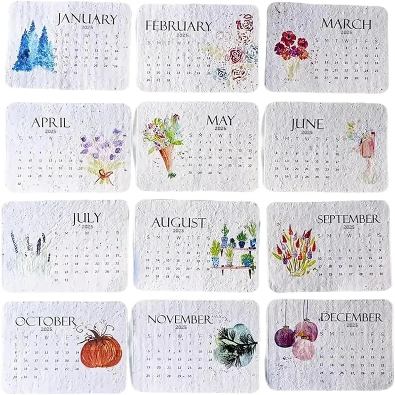 Plantable Seed Calendar 2025, From January 2025 To December 2025, Perfect Modern Greenery Calendar Planner