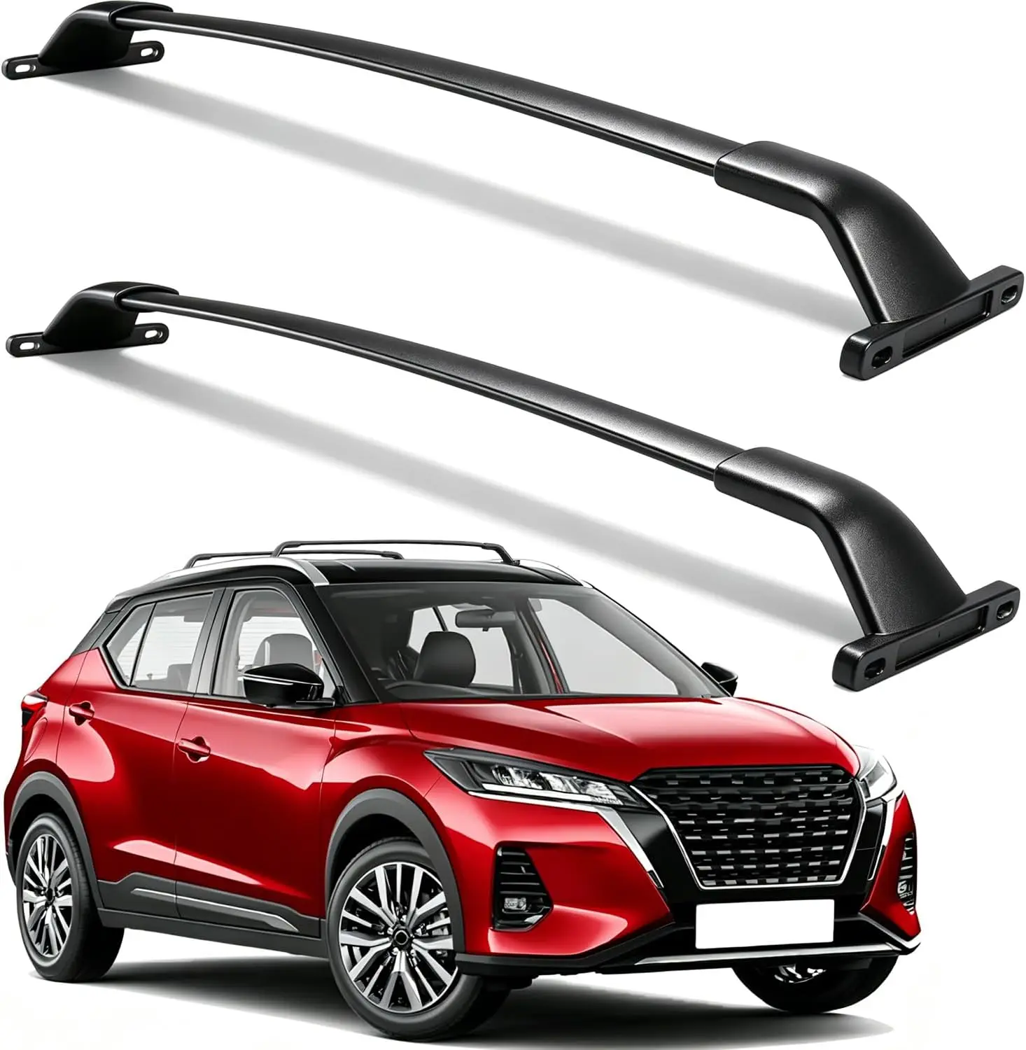 220lb Roof Rack Cross Bars for Nissan Kicks 2017-2024 | Heavy Duty Aluminum Roof Rails Crossbars Cargo Canoe Black Rooftop Cargo