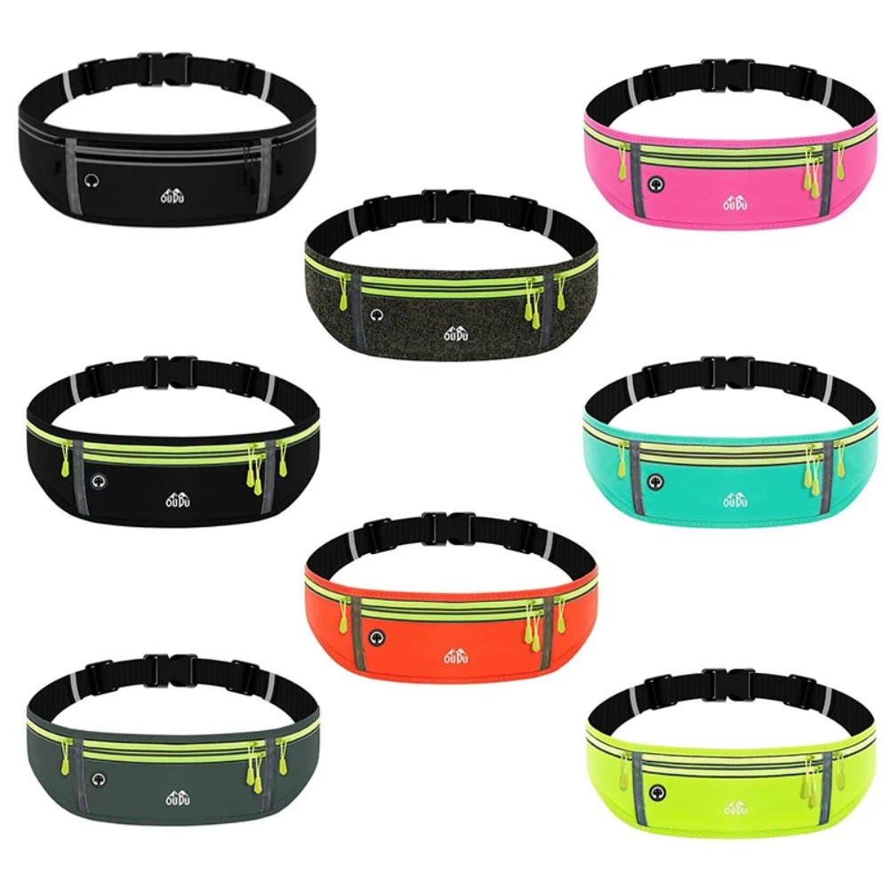 Double Pocket Reflective Strip Outdoor Sports Fashionable Waist Bag Running