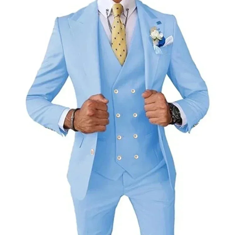 

Men's Suits Regular Fit 3 Pieces Blazer+Vests+Pants Double Breasted Vest Prom Tuxedos Business Set For Wedding Business
