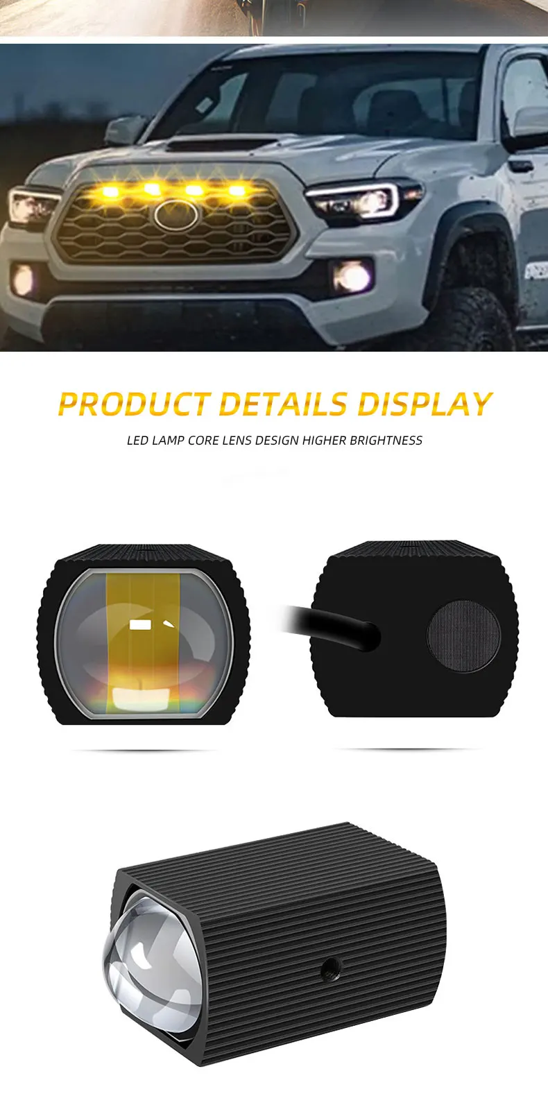 2 Stück Zweifarbige Arbeitsleuchte Mini-Fahrlicht Superhelle Zusatzscheinwerfer für Jeep ATV UTV Auto Nebelscheinwerfer 4x4 Offroad 12V-80V – Detail 9