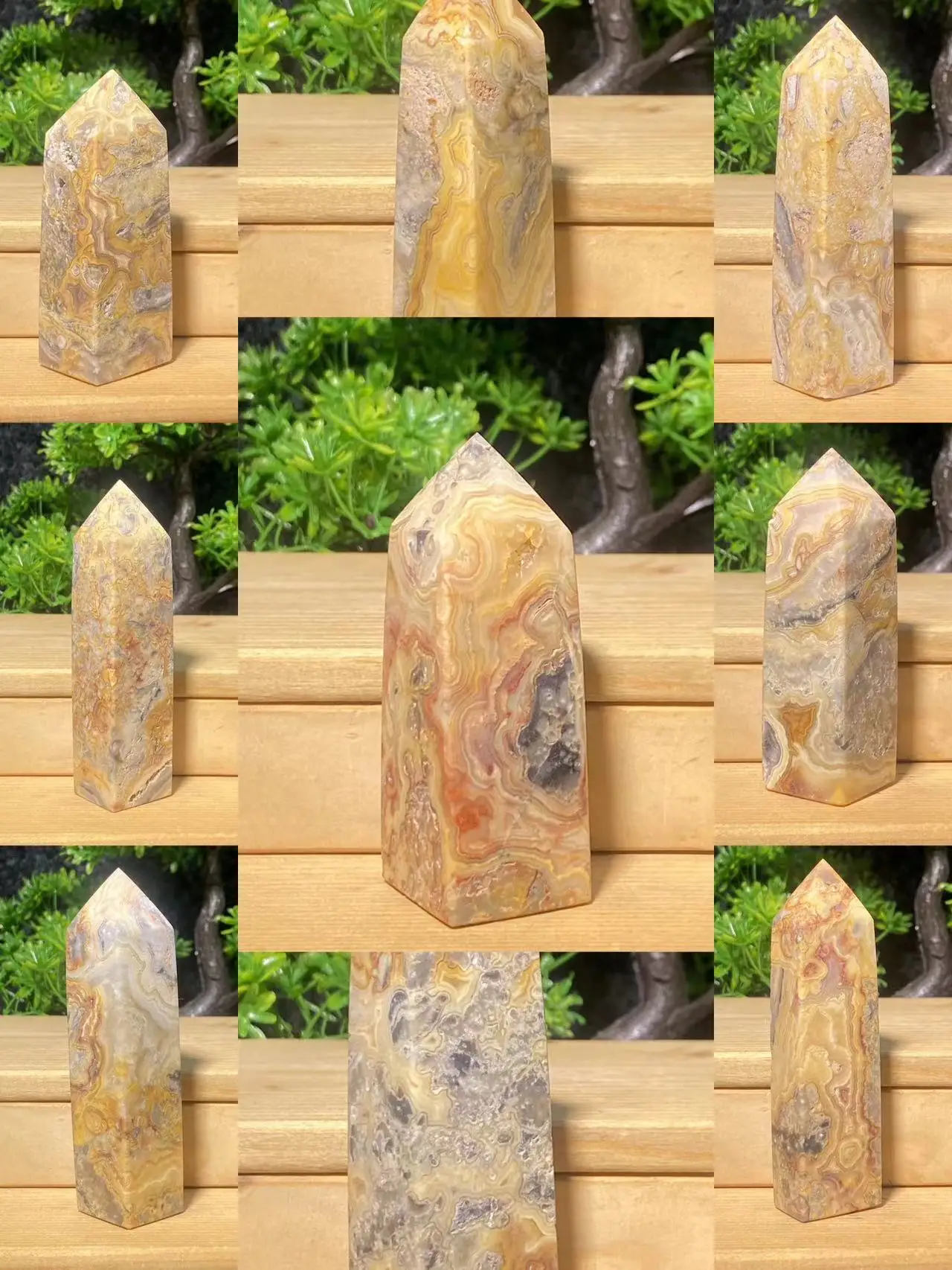 

Yellow Pattern Natural Crazy Onyx Gemstone Square Wand Reiki Healing Crystal Obelisk Meditation Home Decor Wiccan Worship Gift