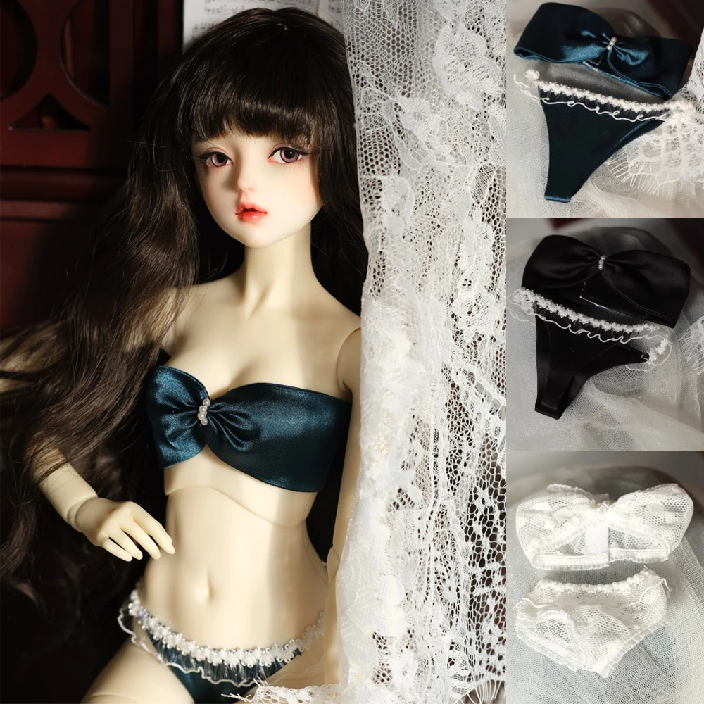 

D01-P617 Doll handmade 1/4 1/3 MSD DD BJD doll clothes green black Pearl strapless lingerie 2pcs/set