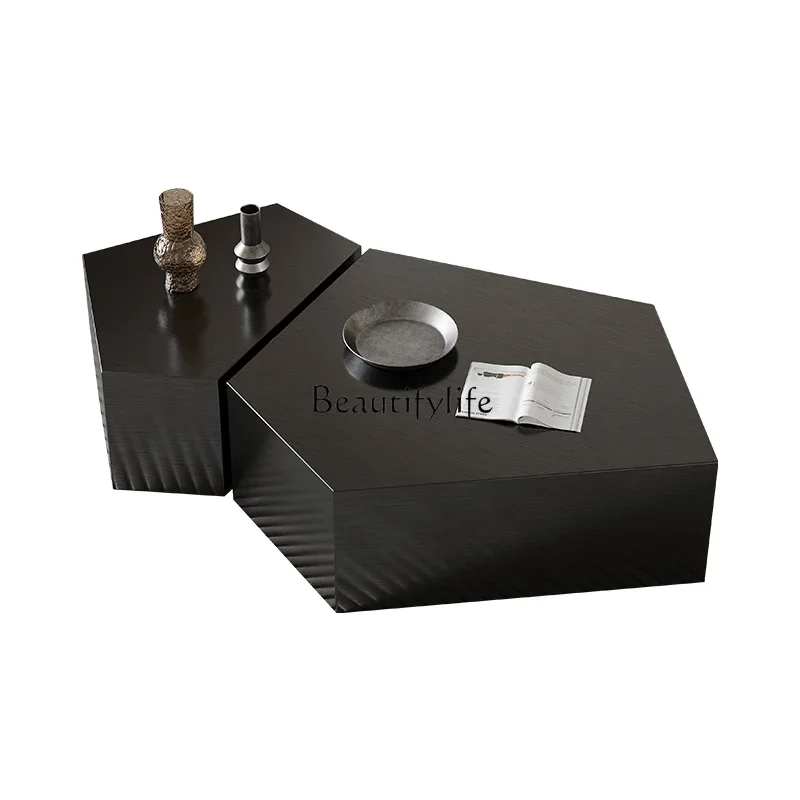 

FG52Light luxury modern coffee table stainless steel with drawers designer home special-shaped combination