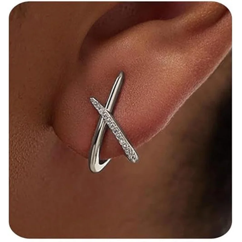 Einfache Mode Silber Farbe Zirkon Kreuz Stud Ohrringe für Frauen Mädchen Koreanische Dainty Dame Ohrringe Schmuck Hochzeit Party Geschenke