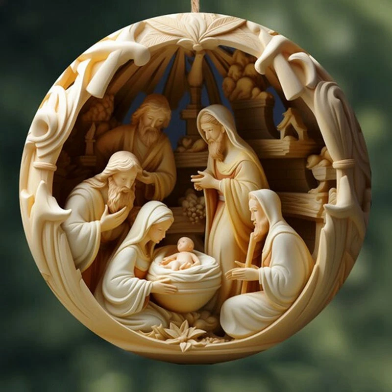 SEWS-Christmas Decorations Nativity Scene Decorations, Nativity Scene Hangings, Flat 3D Effect Christmas Hangings