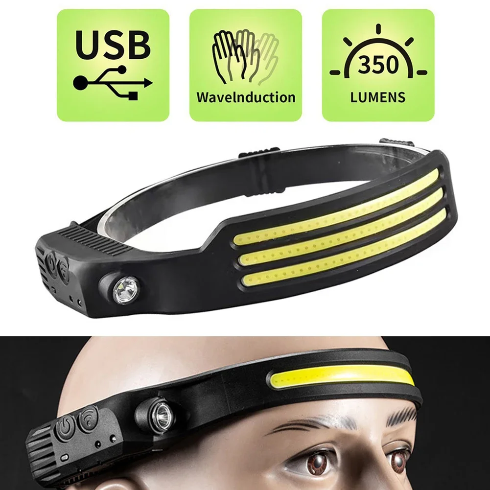 230° Motion Sensor Bright Beam Headlamp & Spotlight 6 Modes Lightweight Head Lamps Flashlight Repairing Camping Running Cycling