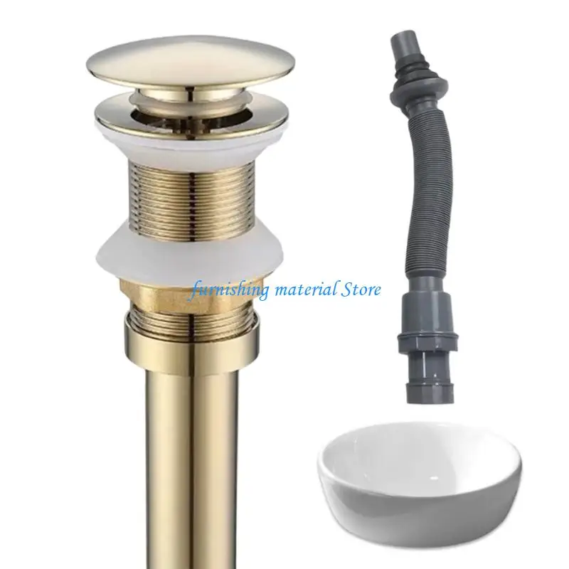 Y5GD Bathroom Basins Sink Bounce Type Drain Waste Stopper Bath Drain Stopper with Pipe