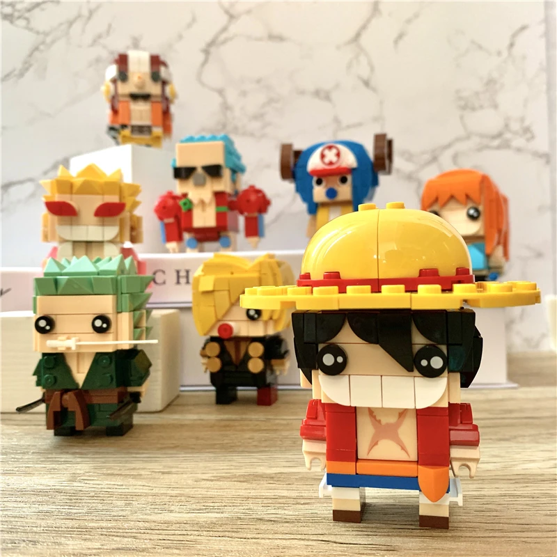 Bloques de construcción de BrickHeadz de una pieza, Luffy, Nami, Chopper, Sanji, Zoro, Usopp, Ace, Franky, Brook, Robin, figura de ladrillo,