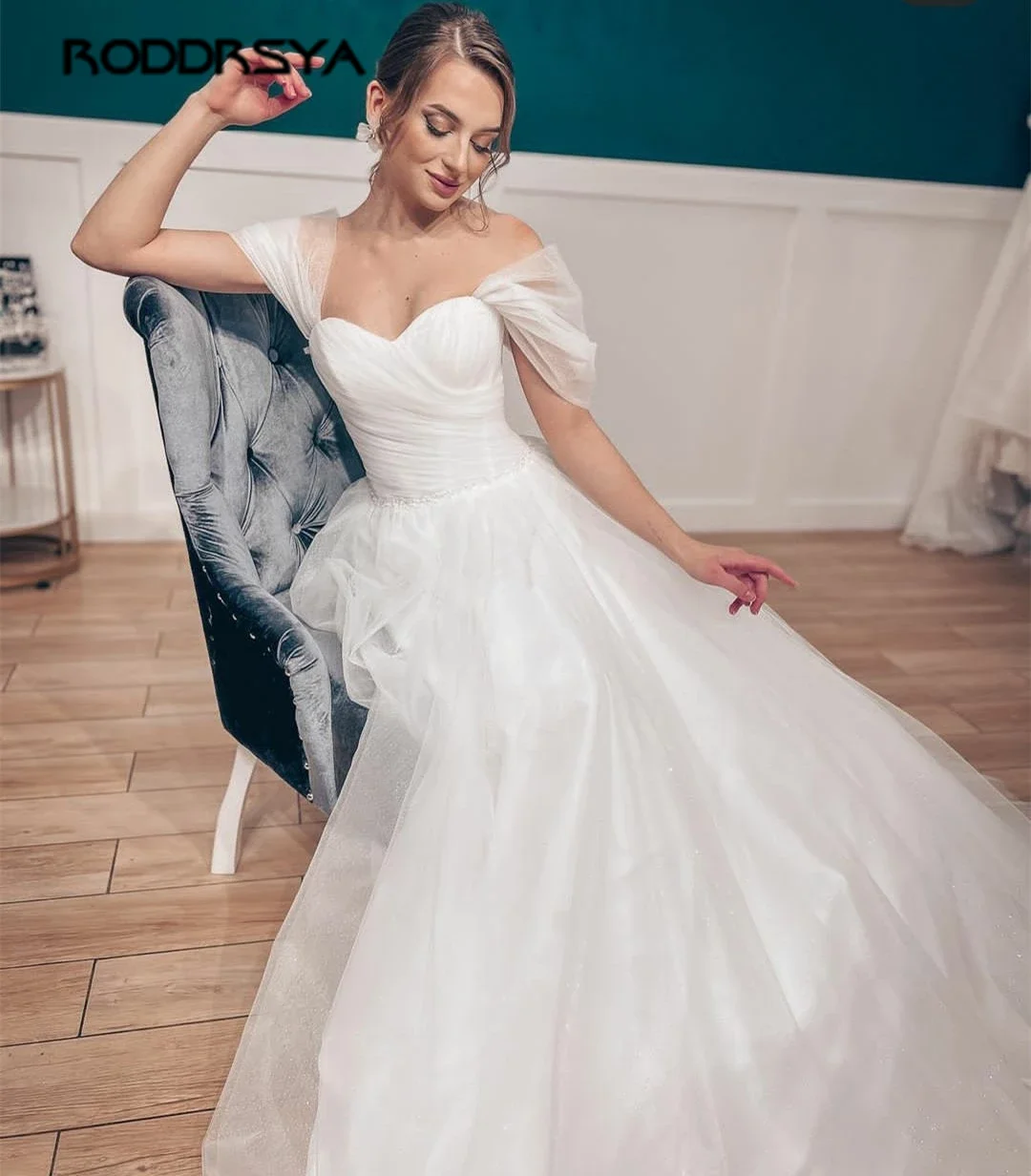 RODDRSYA-Robes de mariée princesse pour femmes, Robe de soirée en tulle à lacets dans le dos, Simple A-Line Off Initiated Patients, Rotterdam Kly Robes de mariée princesse pour femmes, Robe de soirée en tulle à lacets