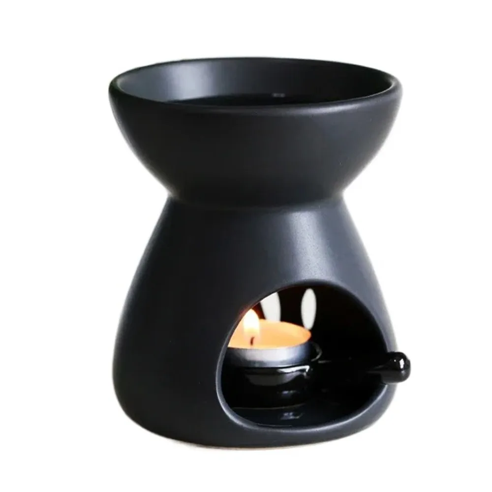 

With Tealight Spoon Ceramic Candle Burner 90ml Capacity Heat-resistant Wax Melt Warmer Ornament Handmade Aromatherapy Stove