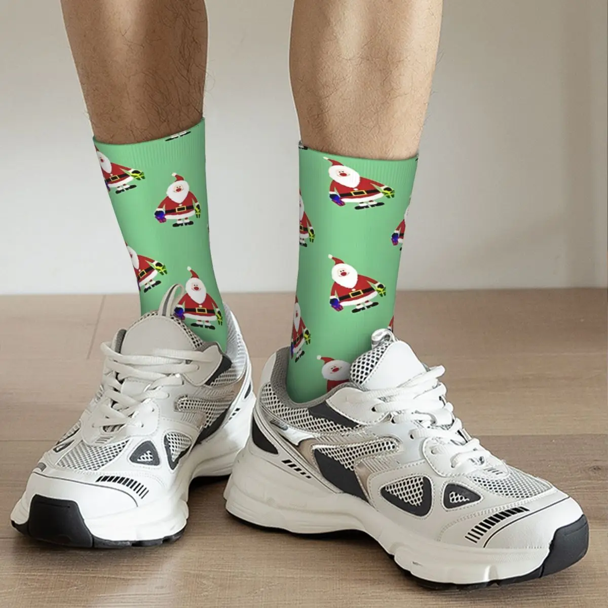 Vintage Kerstman Heren Compressiesokken Unisex Harajuku Naadloze Bedrukte Nieuwigheid Crew Sok