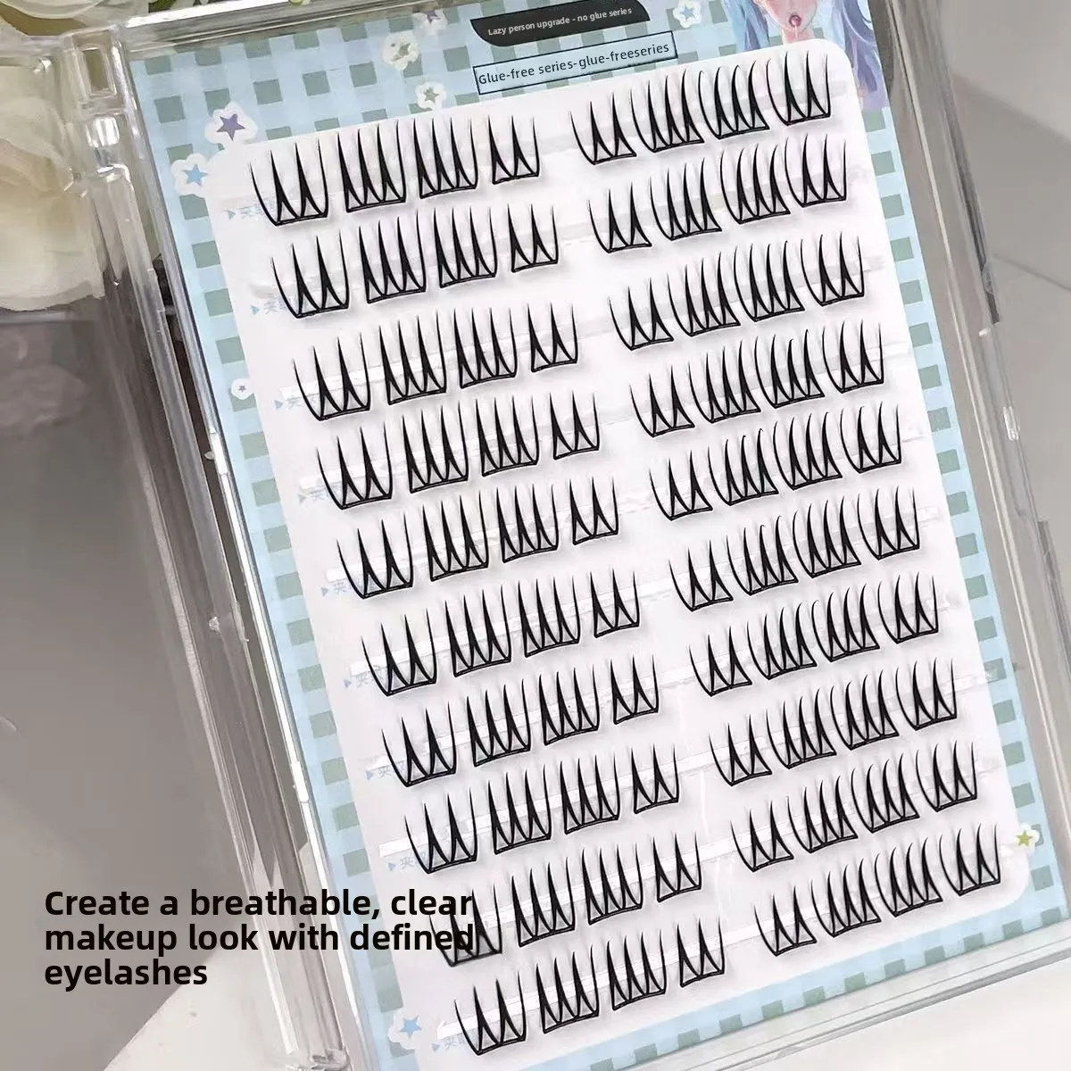 Künstliche Wimpern ohne Kleber, U-förmige Wimpernstreifen, natürliche, dünne koreanische Wimpern, einfach anzubringen und zu entfernen, für den täglichen Gebrauch 8–11 mm – Detail 3