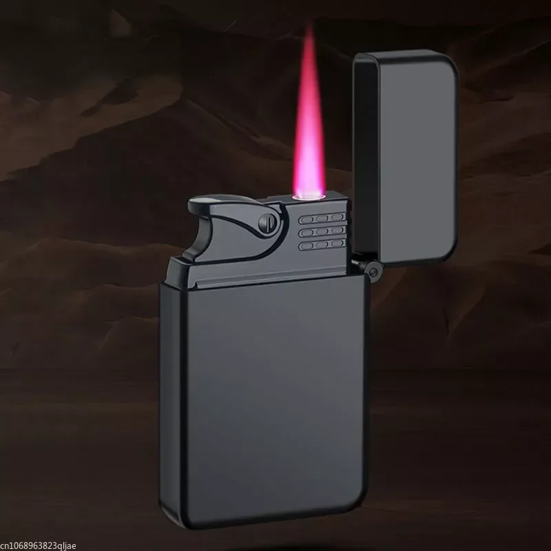 Metal Jet Red Flame Lighter Luminous Cigar Lighter Refillable Butane Adjustable Flame Portable Windproof Gas Lighter Men's Gifts