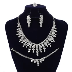 Jewelry Sets HADIYANA Ladies Jewelry 4 Piece Zircon Necklace Bracelet Ring Earrings Accessories BN8139