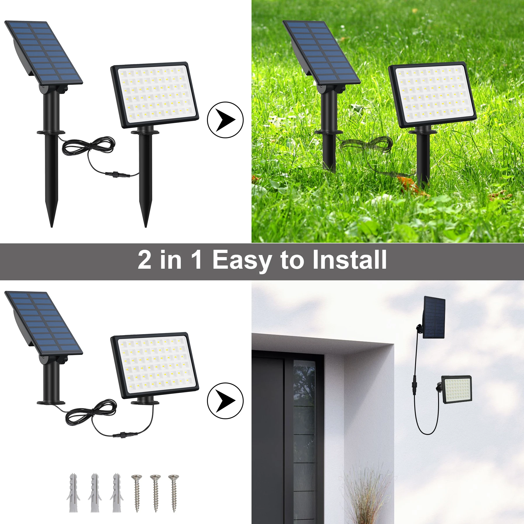 3000k/6000k luz solar da parede luz solar do jardim ip65 à prova dwaterproof água solar spotlight lâmpada de parede de energia solar luzes solares