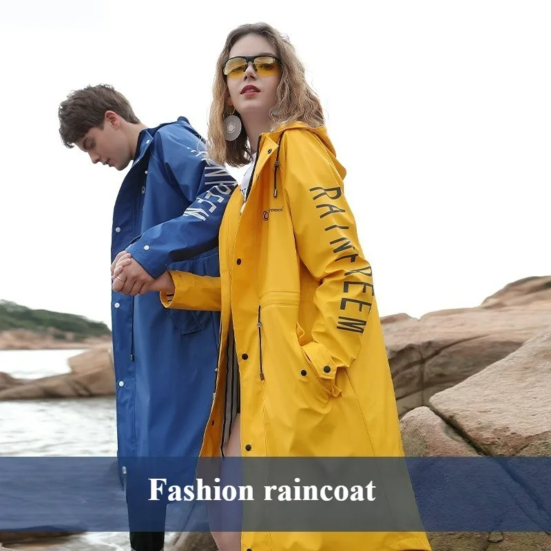 

Fashion Long Raincoat Outdoor Double-layer Rainproof PU Raincoat for Men and Women Poncho Imperméable Velo