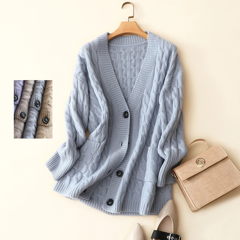 

masigoch europe winter fashion thick chunky chic outerwear 8ply luxury 100% cashmere cable cardigan coat