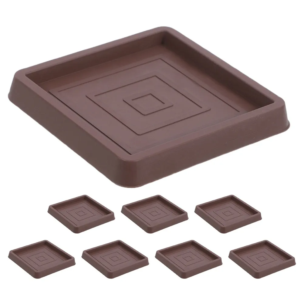 8Pcs Premium Rubber Non-Slip Furniture Coasters Square Shape for Sofas Cabinets Pianos Bed Feet Floor Scratch Protection