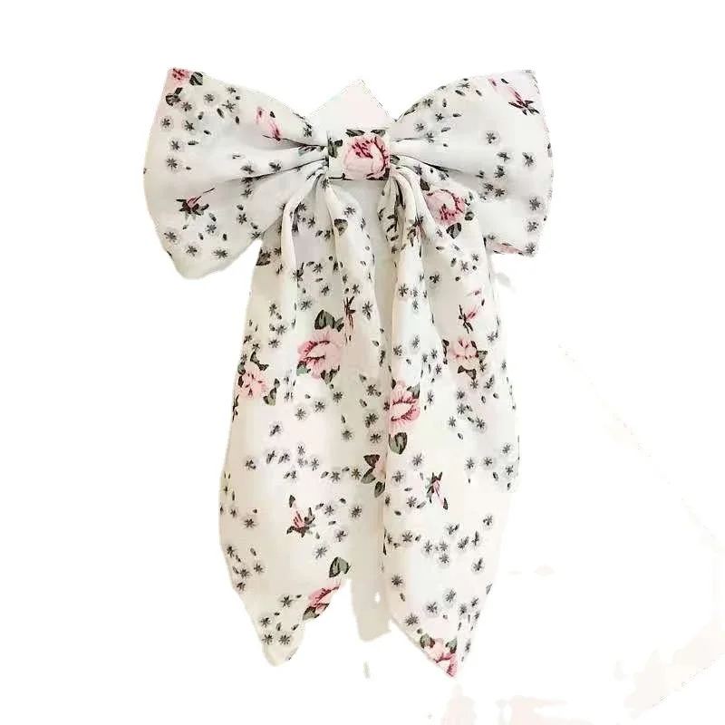 Bow Hair Clip Korea Fashion Style Big Bow Ribbon Hair Tie Small Fresh Floral Hairpin Bowknot Hair Duckbill Clip Accessories