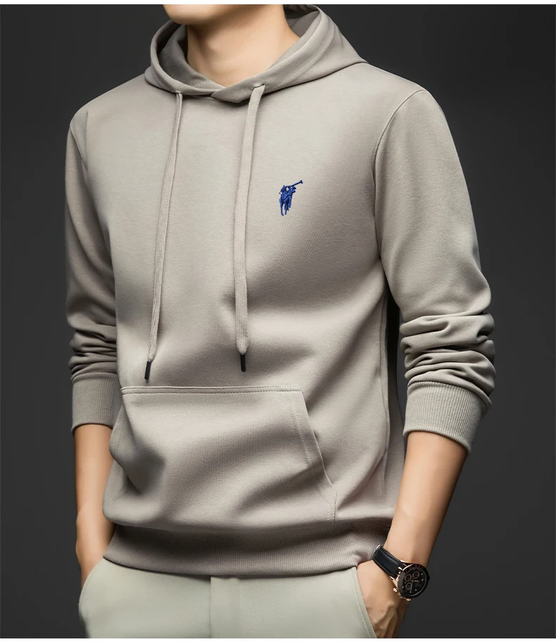 2025 New Embroidered Hoodie Solid Color Hoodie Spring and Autumn Falling Shoulder Long Sleeve Casual Coat for Men