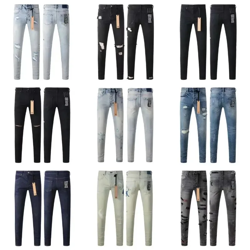 24FW Multi-style KSUBI Cross Jeans High Street Vintage Fringe Ripped Jeans Men Women Fashion Stretch Slim Low-rise KSUBI Jeans