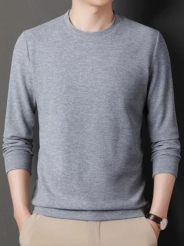 

Мужской вязаный свитер с круглым вырезом, мягкий, дышащий, с мелким узором, в деловом стиле, модный, городской, повседневный, с длинными рукавами, для зимы