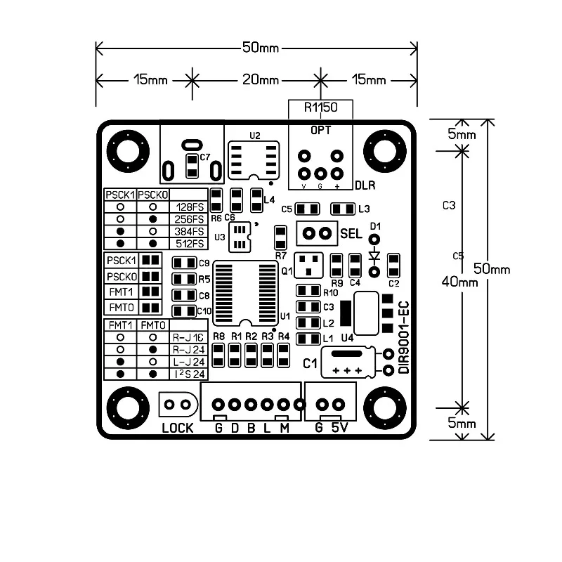 DIR9001 module coaxial fiber optic receiving board, to I2S output 24bit96k