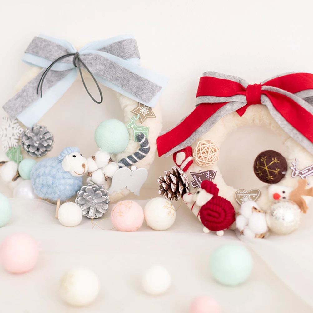 

DIY Wool Felt Wreath Christmas Decoration Handmade Garland Home Decor Simple Style Round Shape Random Color Christmas Wreath