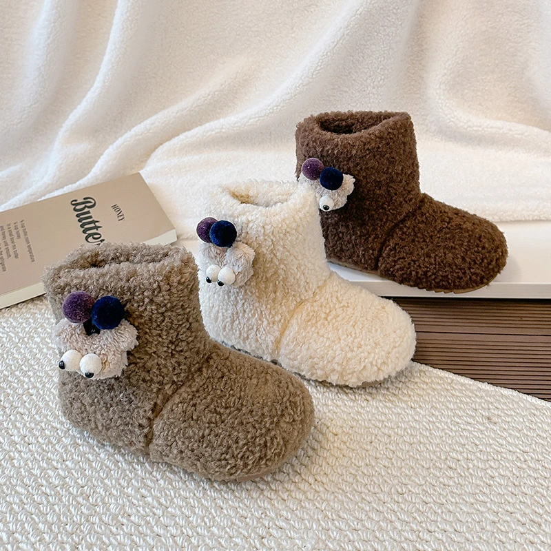 

Kids Casual Boots Suede Warm Versatile Children Short Boots Fashion Trendy 2025 Winter New Girls Princess Boots Round Toes Soft
