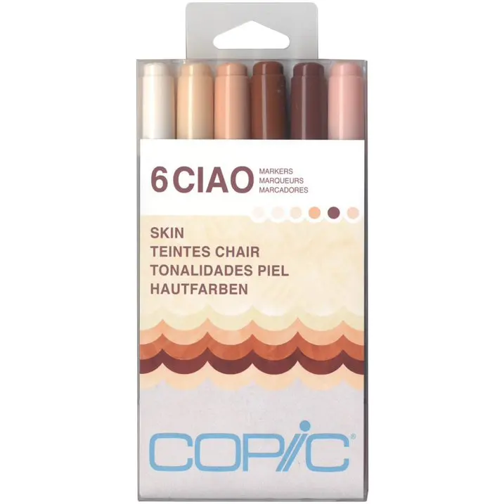 Copic Ciao Marker Set, 6-Colors, Skin Tones