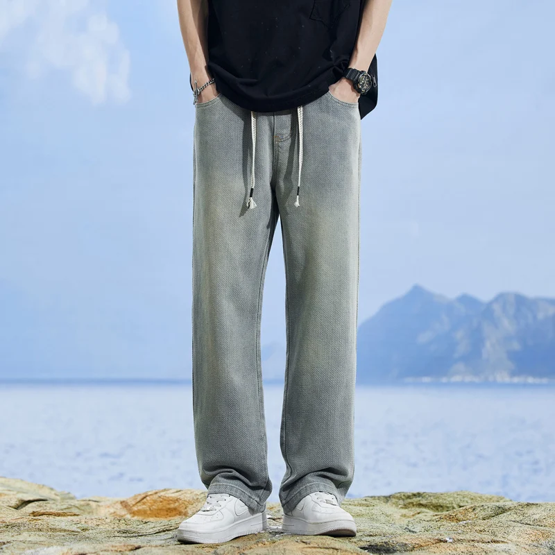 

Широкие штаны с принтом звезд, ретро ностальгические свободные красивые джинсы, прямые джинсы, американский бренд, качественная ткань, удобные