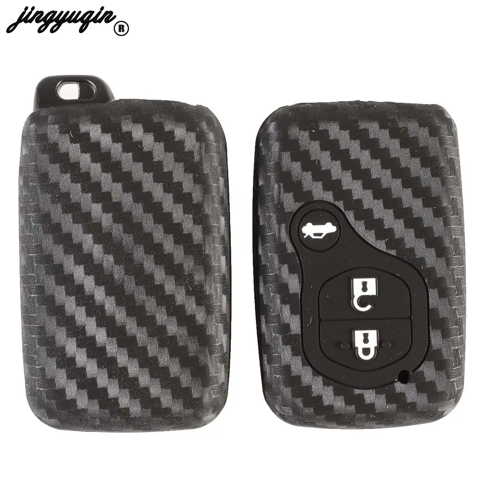 jingyuqin Silicone Holder Carbon Fiber Key Cover For Toyota  Land Cruiser Prado 150 Camry Prius Crown Subaru Foreste XV Keychain