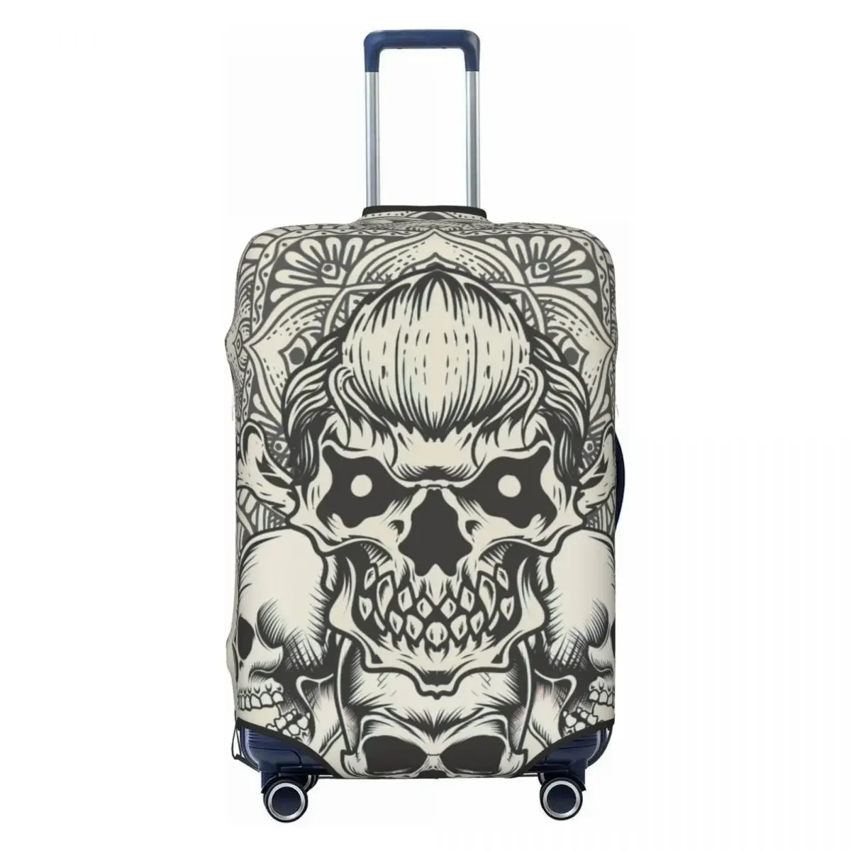 Skull With Vintage Circle Mandala Print Luggage Protective Dust Covers Elastic Waterproof 18-32inch Suitcase Cover