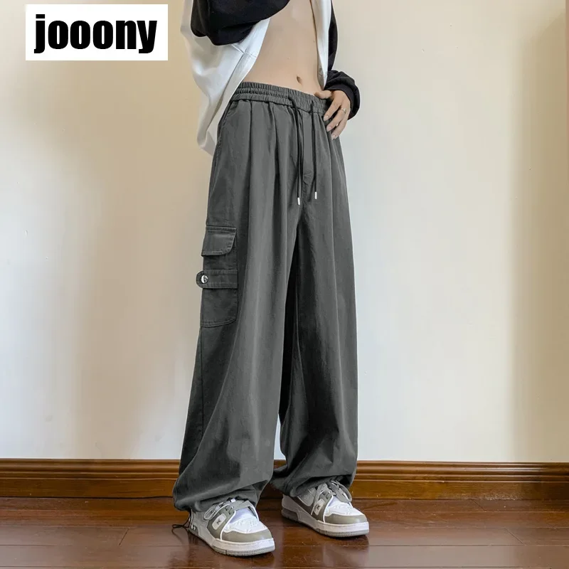 Harajuku Nieuwe Lente Zomer Joggingbroek Mannen Casual Dagelijks Vintage Broek Effen Hoge Taille Broek Trekkoord Wijde Pijpen Baggy Broek