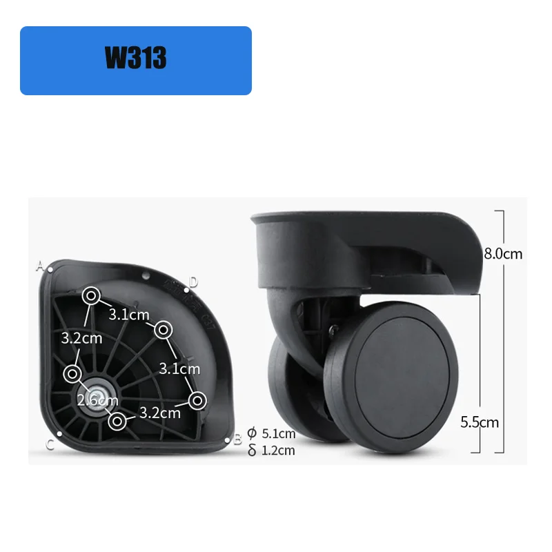 For W313 Ultra-Quiet Shock-Absorbing Luggage Wheels Smooth-Rolling Travel Accessories Suitable For Luggage Wheel Replacement