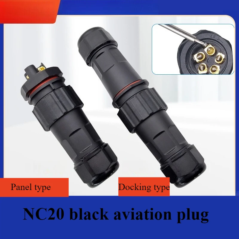 

Разъем с винтовой клеммой NC20 — водонепроницаемая авиационная вилка IP67, 2–5 контактов (черный)