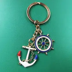 Casual Western style Key Ring Key Chain Anchor Rudder Travel Gift Metal Office Car Pendant Backpack Bag Ornament Unisex DK0046