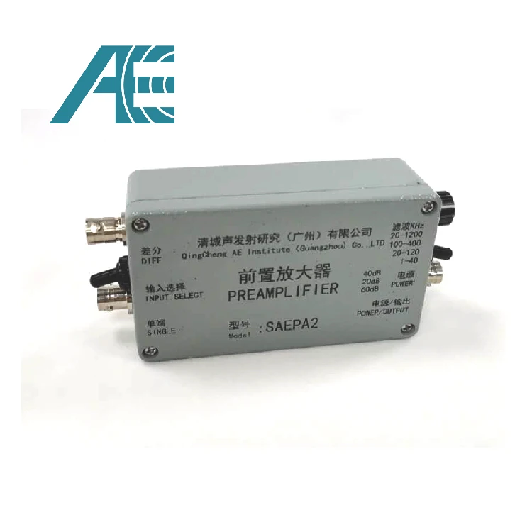 PAS Acoustic Emission Sensor Preamplifier with selectable gain 20/40/60 dB