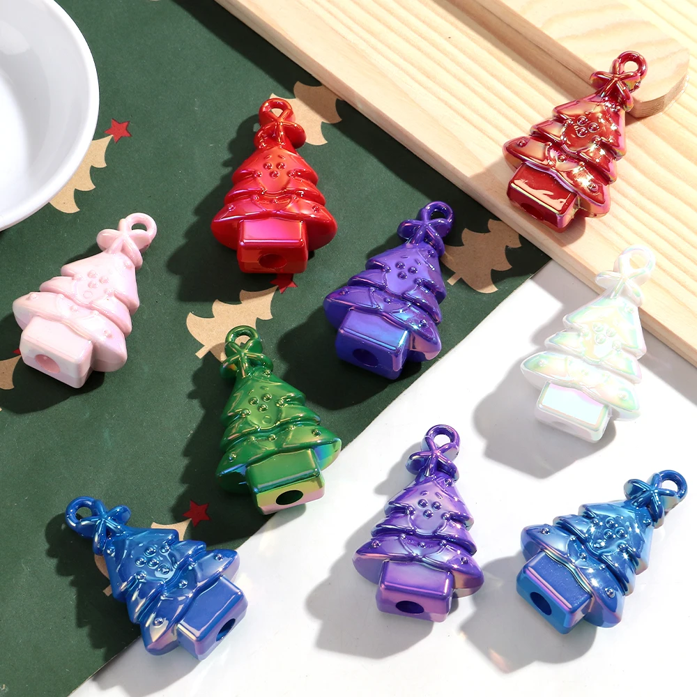 5 teile/los Weihnachten Baum Acryl Charms Laser Bunte Anhänger für DIY Handgemachten Schmuck Machen Ohrring Schlüsselbund Zubehör