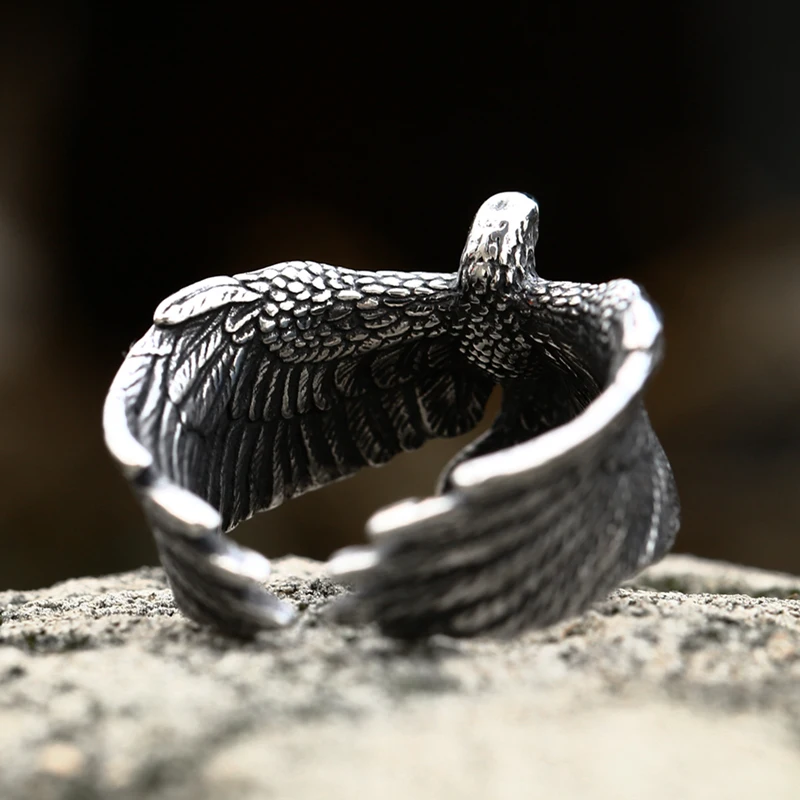 Beier 2022 New Creative Stainless Steel Men Animal Rings Flying Eagle Ring Punk Rock Personality Jewelry