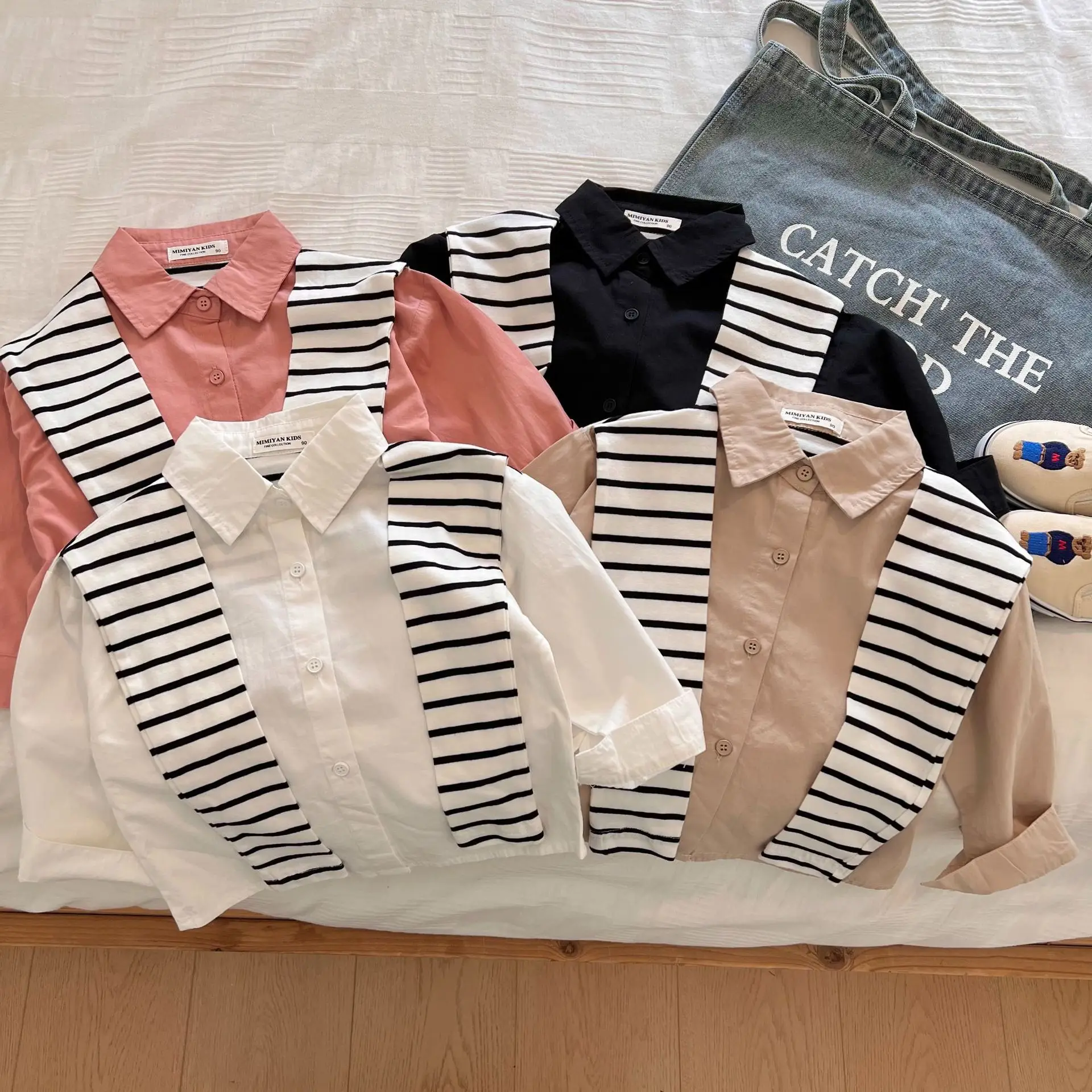 Children's Shirt 2026 Autumn Spring and Autumn New False Two Piece Girl Pure Color Shawl Shirt Baby