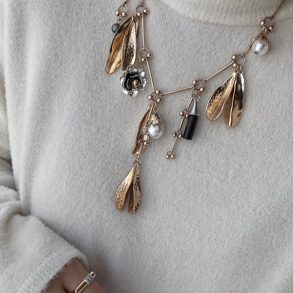 

Trend Metal Leaves Flower Pendant Necklaces for Women Vintage Casual Geometric Choker Necklaces Party Jewelry Accessories