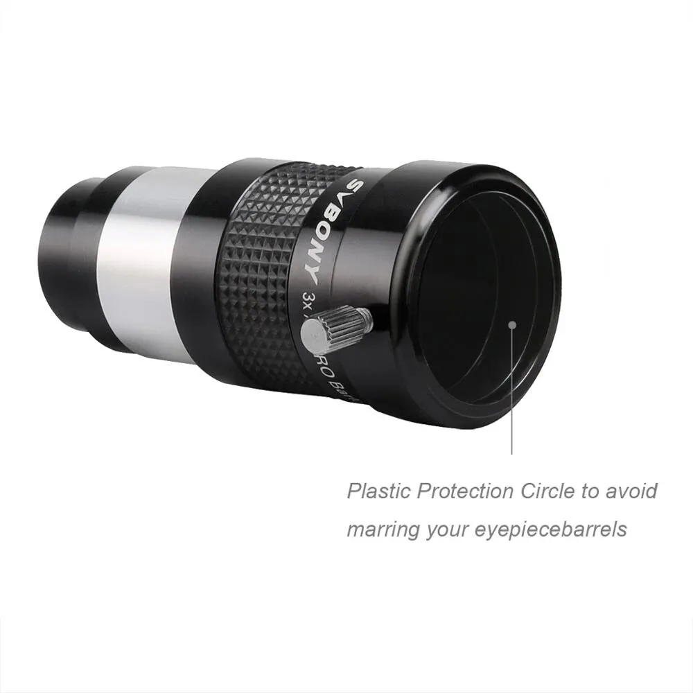 SVBONY SV136 1.25 Inch 3X Achromatic Barlow Mirror,Full Multi-layer Coating,Lens 3 Elements/2 Groups,MC HD Green Film