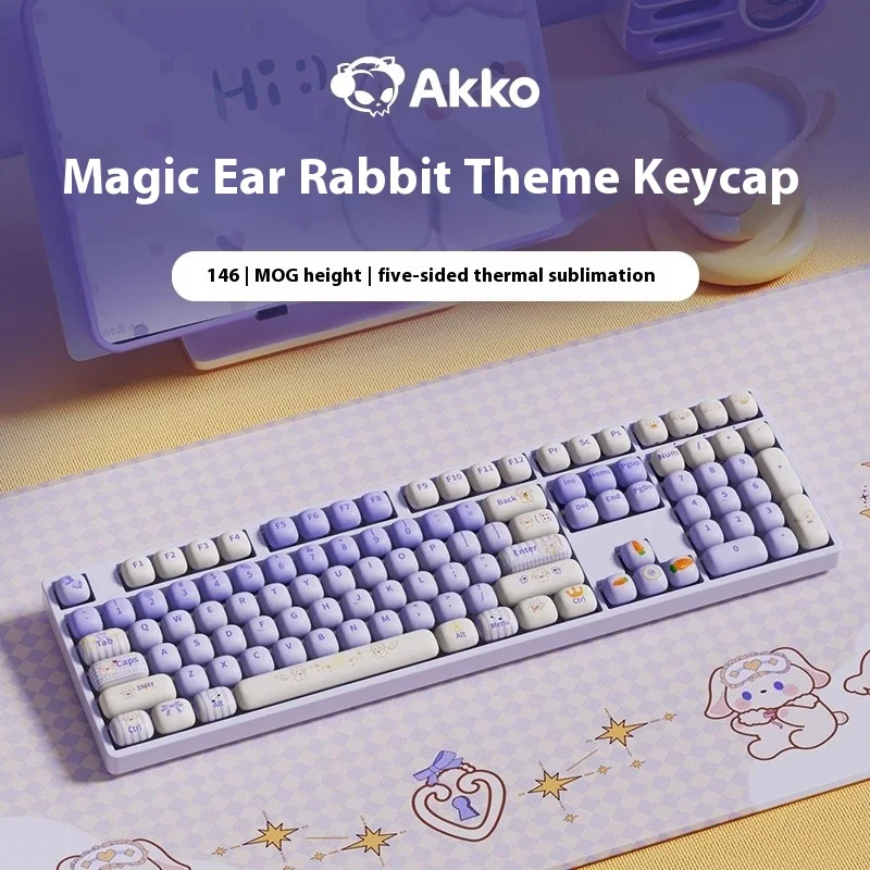 Imagem -06 - Akko-magic Lop Keycaps Keycaps Bonitos Sublimação Térmica Pbt 146 Mog Jogos Escritório Laptop Acessórios de Teclado Mecânico