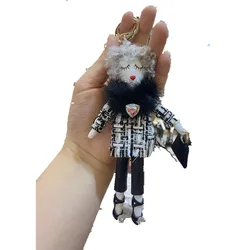 New Korean Fashion Floral Young Lady Keychain Cute Red Doll Gift Bag Pendant Charm