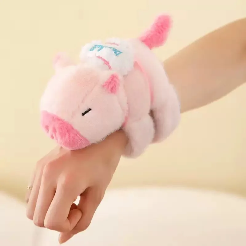 جميل كابيبارا الحيوان صفعة المفاجئة التفاف معصمه سوار أفخم محشوة الحيوان Kawaii كابيبارا اليد الدائري معصمه طفل ألعاب مضحكة