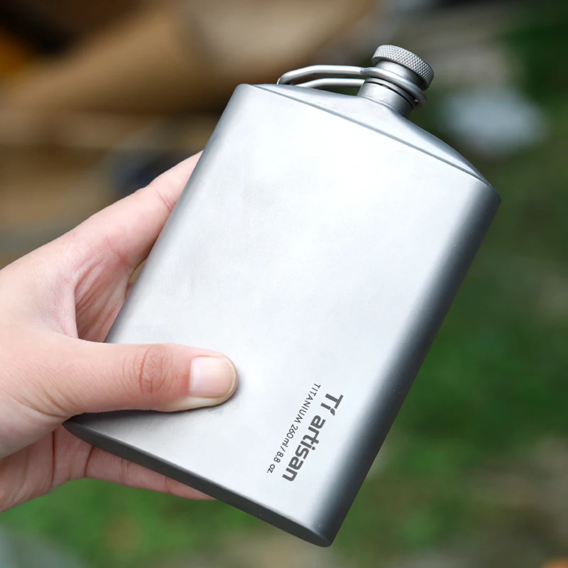 Tiartisan 200ml tytanowa kolba na wino do alkoholu i whisky z zakrętką Outdoor Camping lekka mini butelka na wino z lejkiem